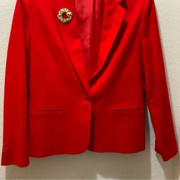 Pendleton Vintage Red Wool Blazer Jacket Size 8 one Button Made In USA - Picture 2 of 7